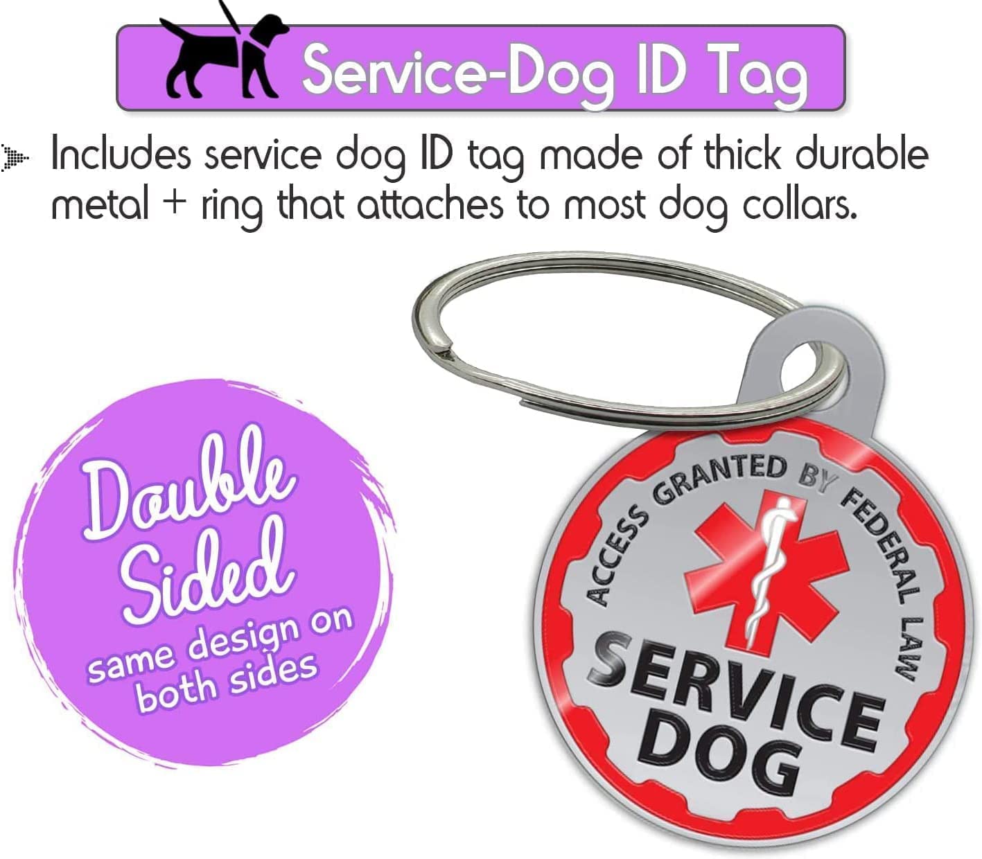 Service Dog Vest + ID Tag + 50 ADA Information Cards - Service Dog Harness