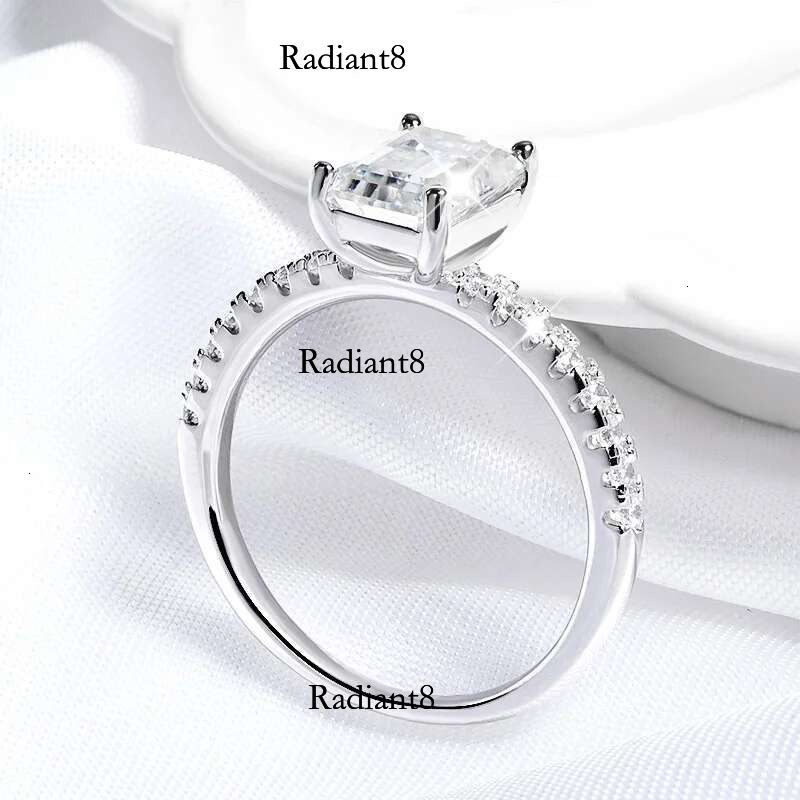 Smyoue 1CT 2CT Emerald/radiant Cut Moissanite Ring for Women Engagement Wedding Bride Sterg Sier Jewelry GRA Certified