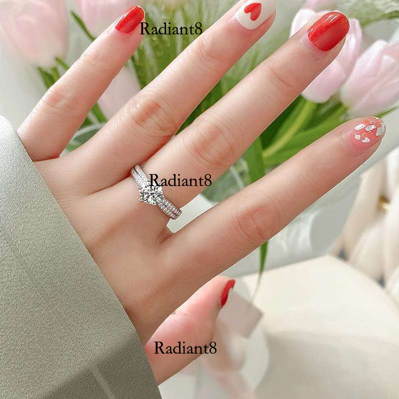 NKHOG 0.5-3ct Moissanite Wedding Rings Women Sterg Sier Plated White Gold Ring Engagement Promise Band Jewelry