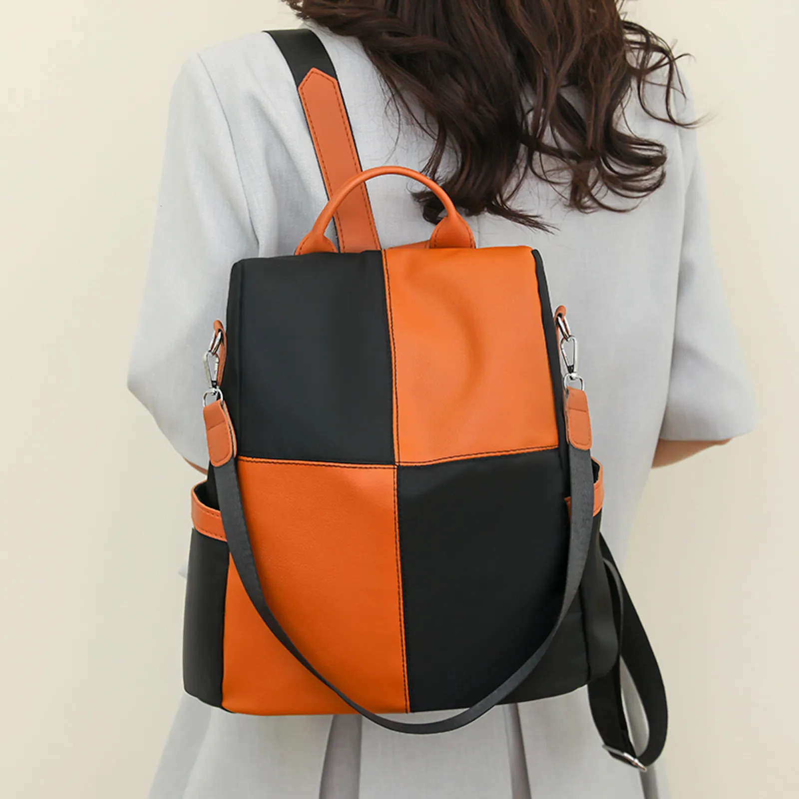 Ship from US Bags for women Ladies Fashion Colored Nylon Fabric Shoulder Bag Large Capacity Zipper Use Casual Backpack mochila femininas 250304FBB
