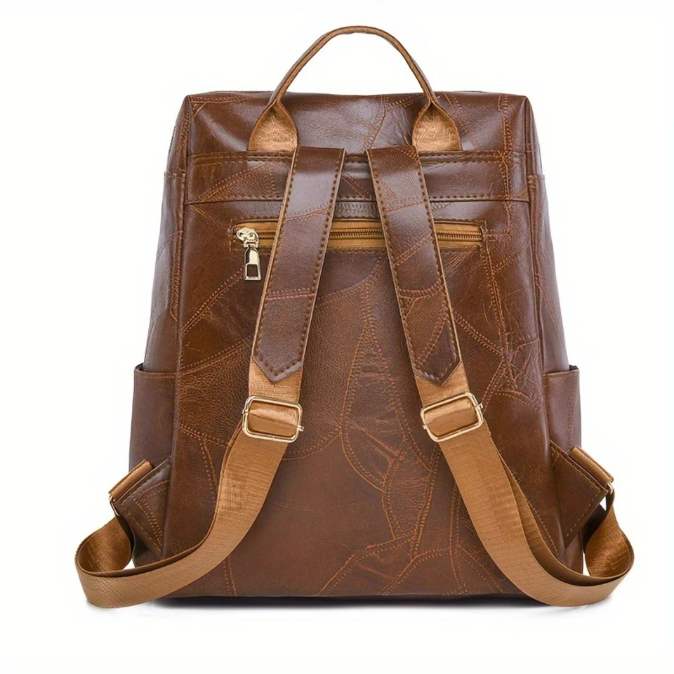 Ship from US Retro Studded Backpack Casual Vegan Leather Knapsack Portable Computer Daypack Schoolbag Travel Work Rucksack 250304FBB