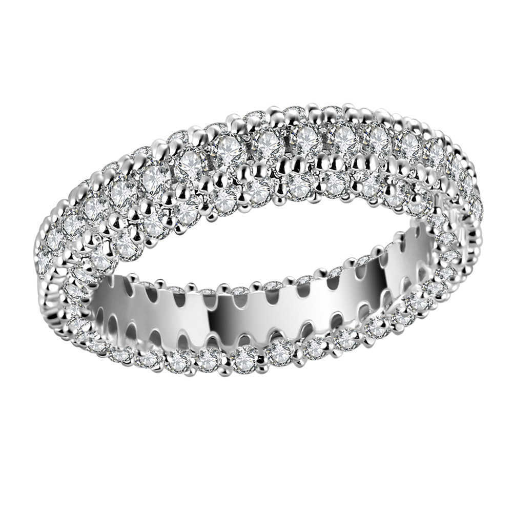 Couple Rings Product Three Rows Diamond Micro Inlaid Womens Ring Plain Circle Shein Straight r5517 H25303