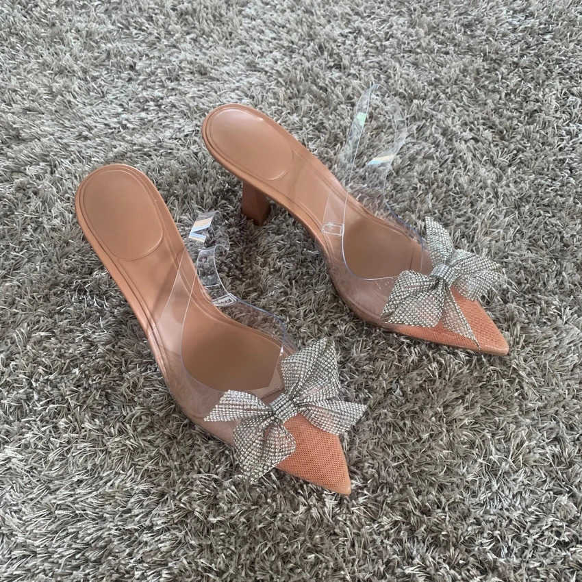 Wens High H Slipper Summer Shoe Luxury Bow-knot Rhine Slingbacks Sandals Fem Sexy Party Wedding pumps Sandal Shoes Z250304