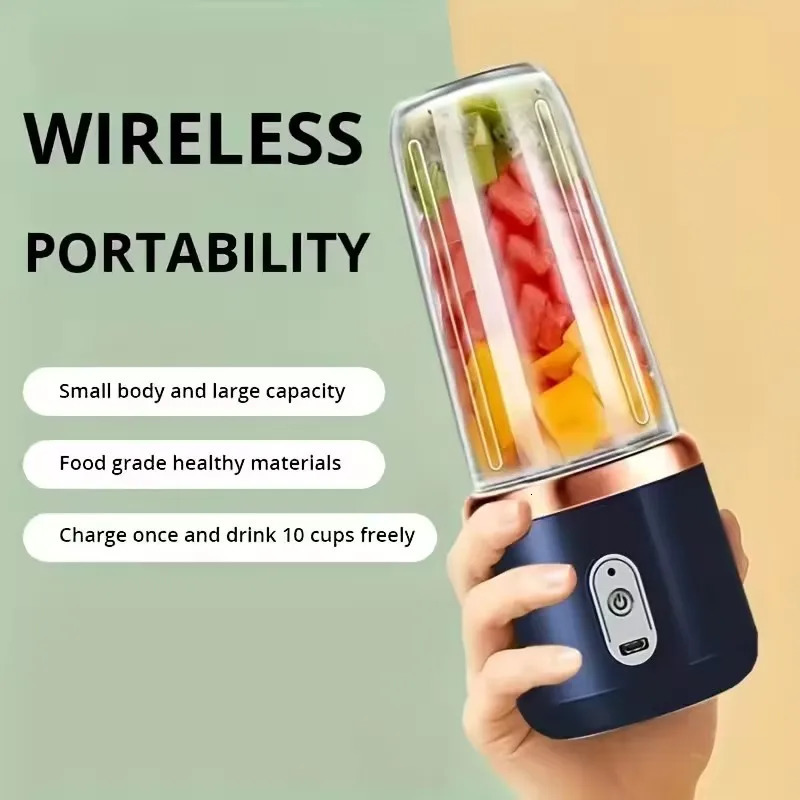 1 portable small electric juicer stainless steel blade cup automatic smoothie and ice maker blender kitchen tool 250303