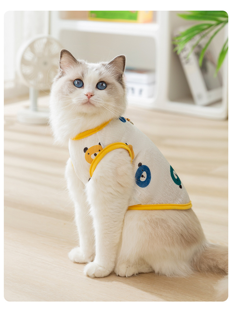 Adorable All - over - printed Net - like Harness Jackets for Kittens in Spring and Summer. Thin - cut, Anti - shedding Garments Ideal for Si