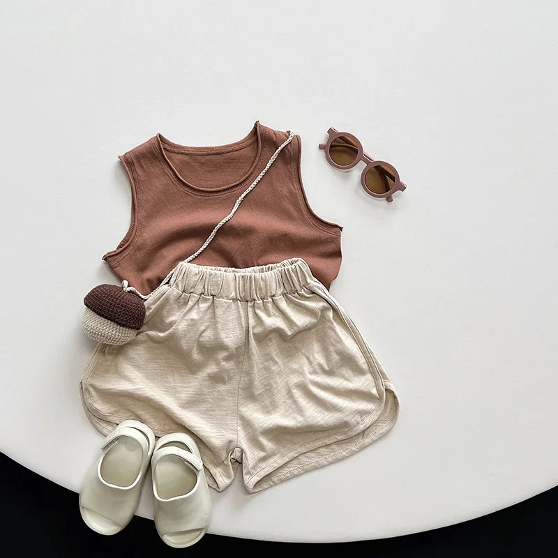 Spring and summer childrens shorts 1-8Y boys and girls pure cotton casual shorts Trouser Korean childrens clothing 250304