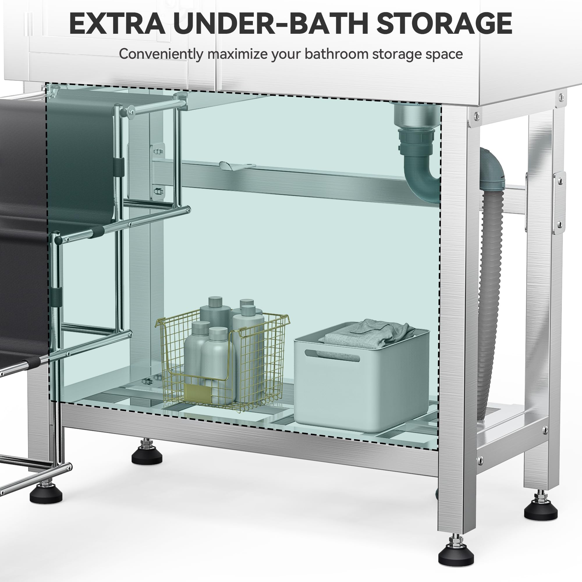 Professional Dog Bathtub 50in, Stainless Steel 304 Dog Bathing Station