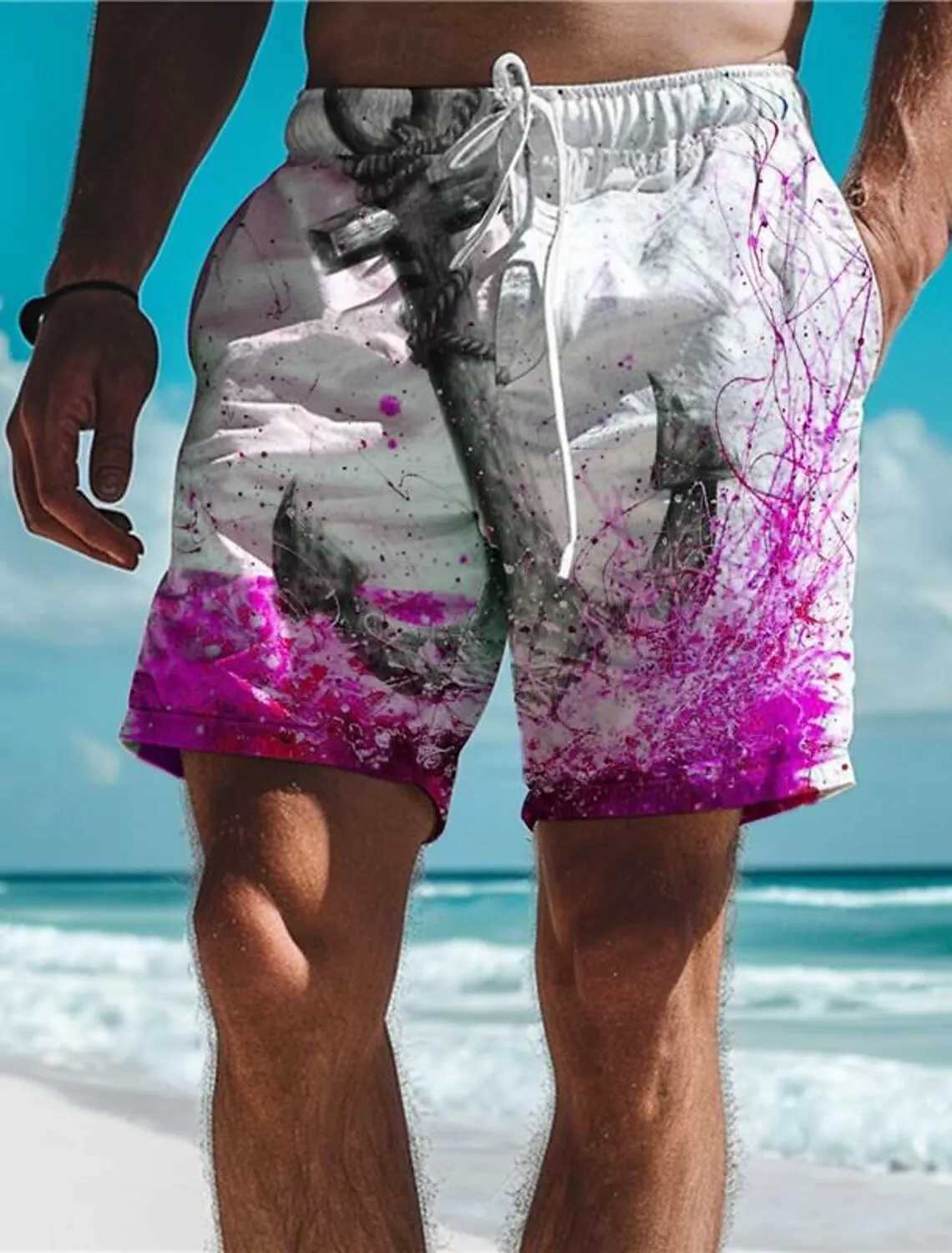 Hawaii Mens Swimwear Shorts 3D Print Beachwear Sexy Swim Trunk Men Surf Board Short Drawstring Trunk Quick Dry ShortT250304