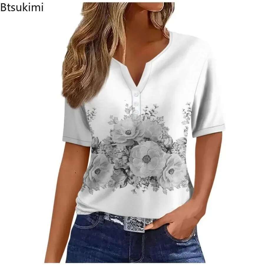 Fashion Streetwear Summer Women's Short-Sleeved Loose Casual Tees 3D Printing Design Elegant Women Clothing Simple T-Shirt Femme