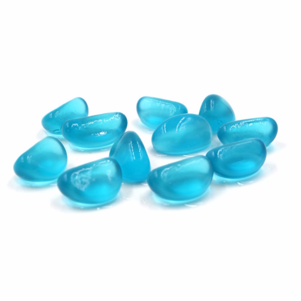 30Pcs Aquarium Blue Sky Cashew Glass Beads Fluorescent Stone Blue Light Stone Crystal Stone Fish Tank Decoration Accessories