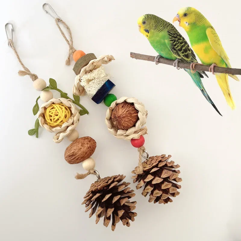 Parrot toy nibbles to relieve boredom, plays with corn skewers, bird grinds, pet toys