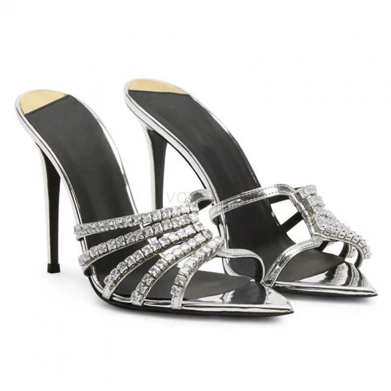 New Summer Wens High Heel Sandals Open Toe Pointed Rhine High Heel Slippers e-strap Sandals Z250304