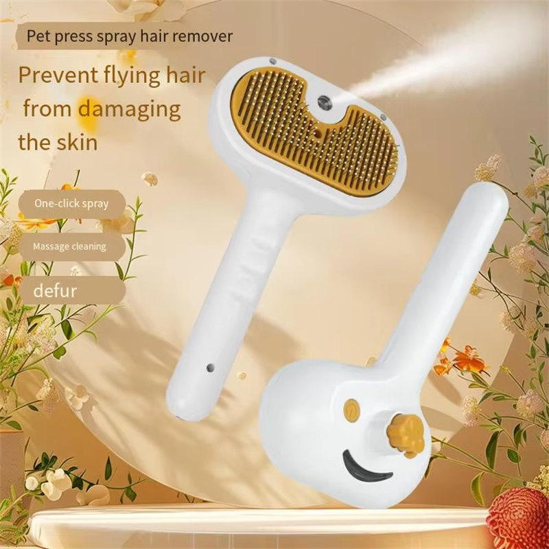 Pet Steam Brush for Dog & Cat Spray Hair Removal Comb Water Brush for Long & Short Haired Pets Spritz Defur Comb