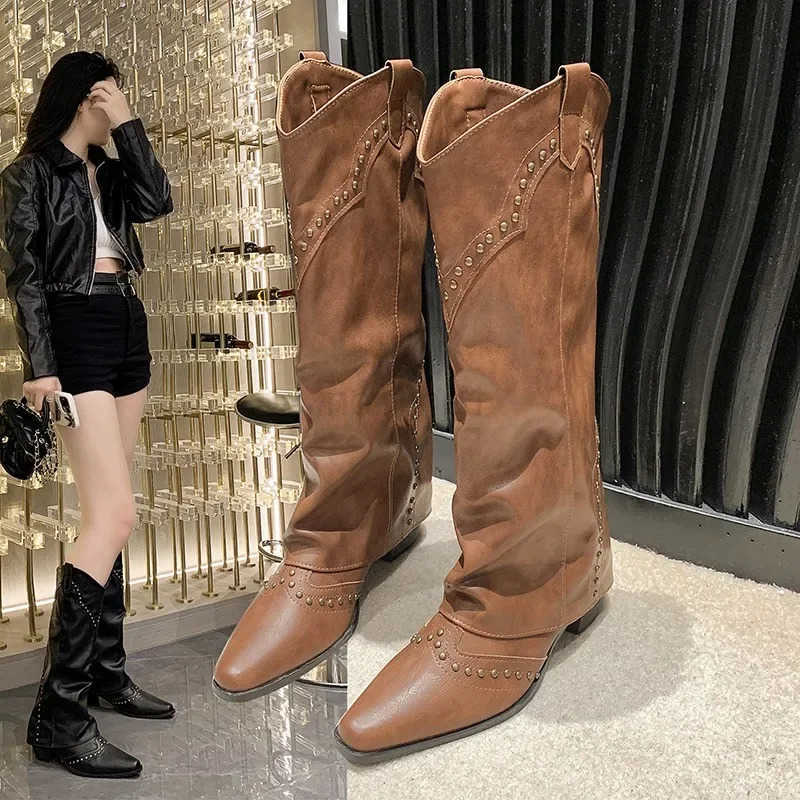 Winter Shoes Wan Thigh High Boots Fion Back Zippers Long Knight Booties Ladies Thick Sole Girl Shoes Z250304