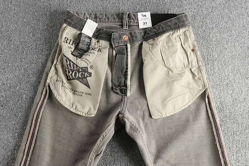 Spring Autumn New American Retro Heavyweight Smoky Grey Denim Jeans Men's Simple 100% Cotton Washed Old Straight Casual Pants