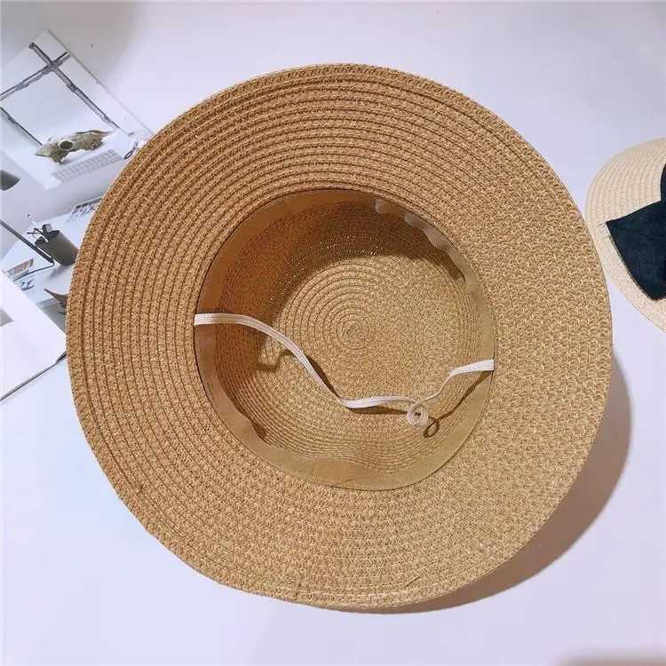 Summer Str Hats for Beach Mom and Daughter Sun Panama Hats Simple Bow Kids Women Girl La Sunshade Bohemia Beach Vocation CXJ250304