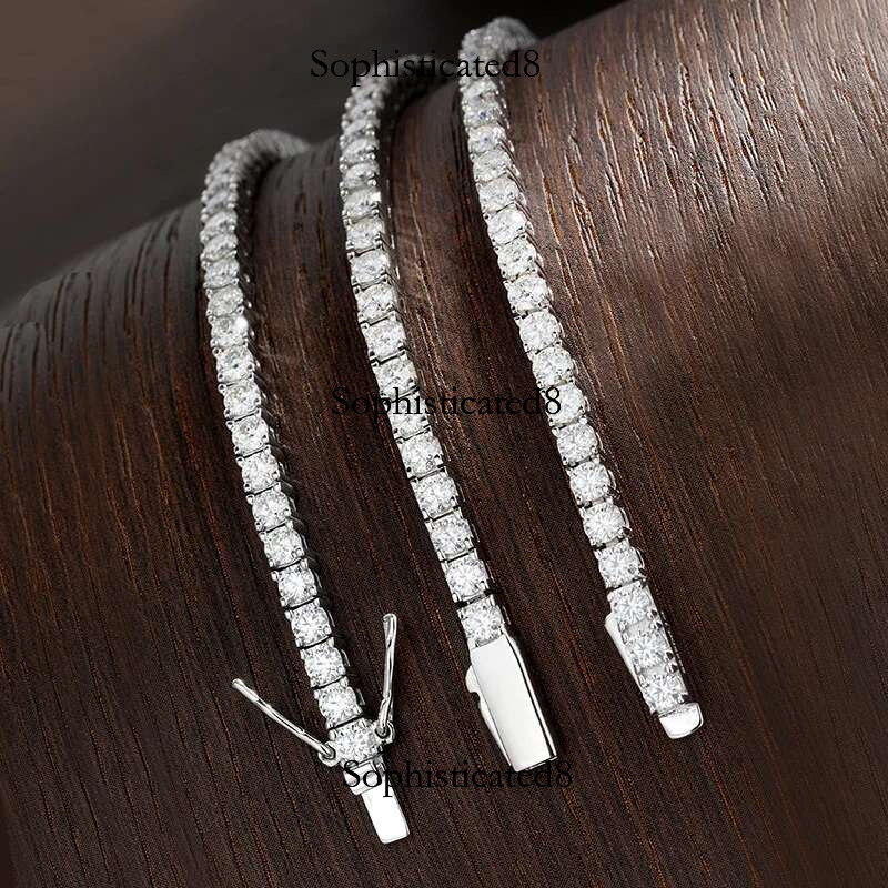 KNOBSPIN D VVS1 Moissanite Tennis Bracelet Original s Sterg Sier Plated White Gold with GRA Bracelets for Women Man