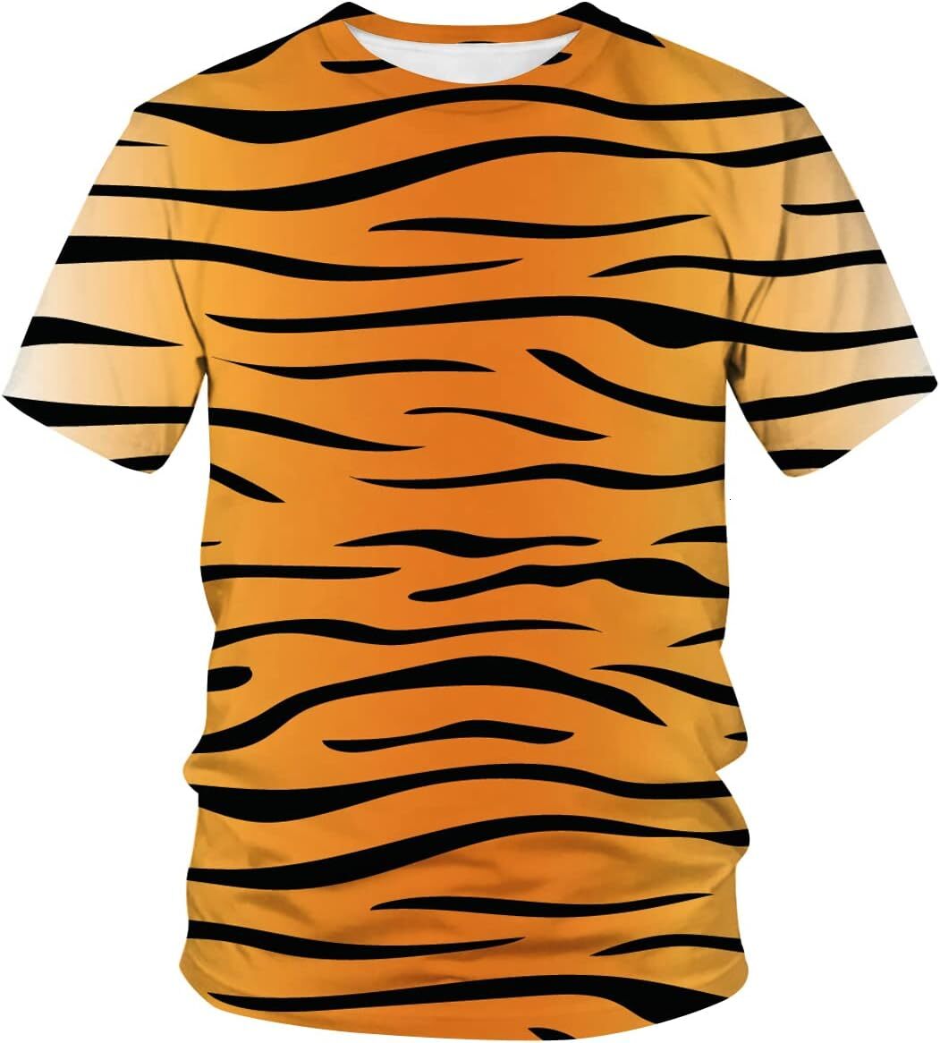 Mens T shirt Mens Novelty Tshirt 3D Tiger Print Graphic Funny T-Shirt tee Casual tops summer clothes