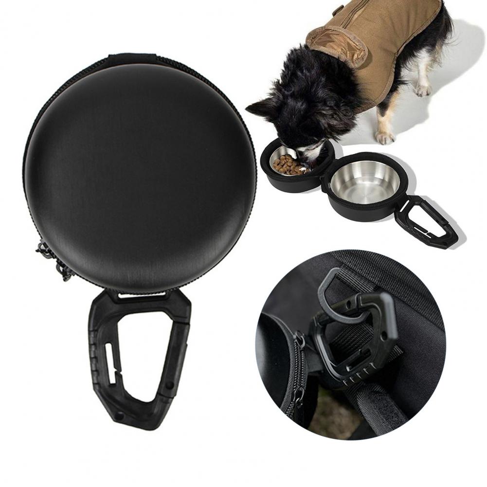 Dog Bowl with Double Bowl Design Stainless Steel Double Dog Bowls with Hanging Storage Bag for Camping Travel 2 1 for Outdoors