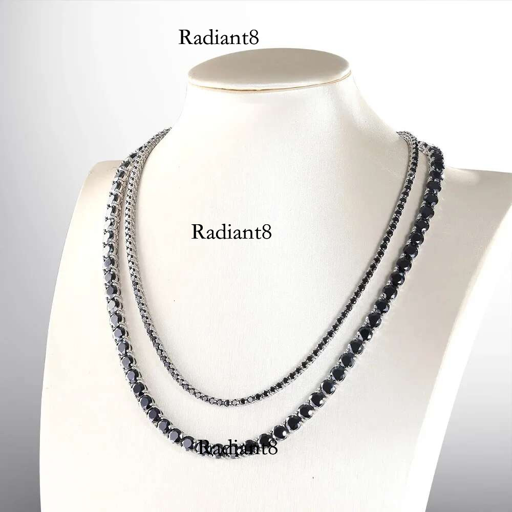Serenity Black Moissanite Tennis Necklace for Women Men Anniversary Gift S Sterg Sier Neck Chain Plated Fine Jewelry