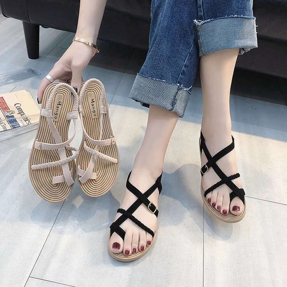 Roman Women 12 Shoes Flat Beach Summer Bottom Clip Straps Toe Wild Womens Wide Width Sandals Size 9w