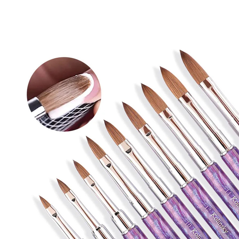 1Pc Purpie Kolinsky Nail Art Brush Acrylic UV gel Extender nail polish Painting Brush Nail Art Brush 250304