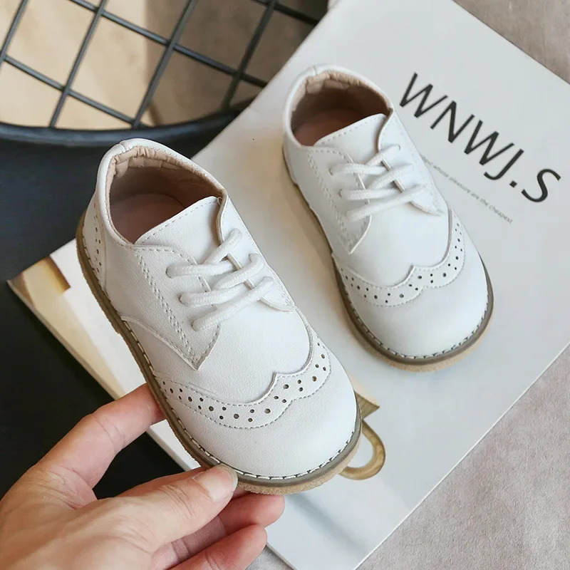 High Quality Children Leather Shoes Boys Sneakers Breathable Baby Toddler Flat Lace Up Leisure Sneaker C12214 250303