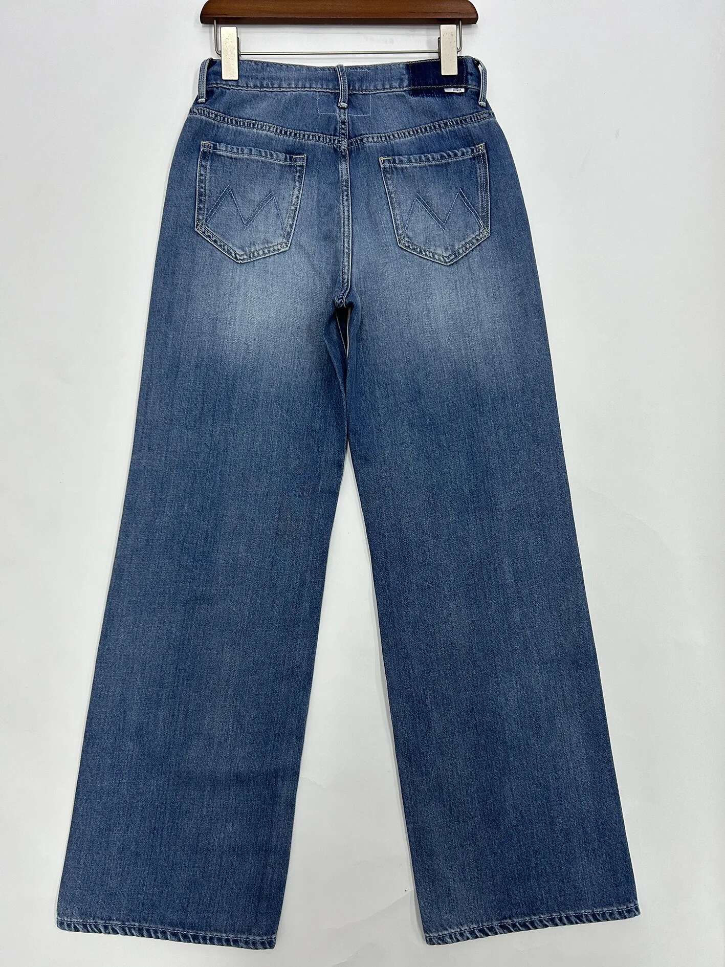 2024 Mid Waist Wide Legs Long Straight Jeans Pants For Women