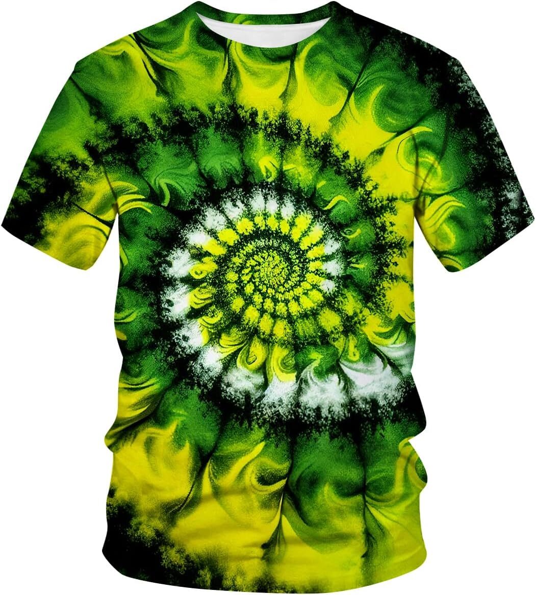 Mens T shirt Unisex Tie Dye Crew Neck Short Sleeve T-Shirt tee Casual tops summer clothes Cool Thread