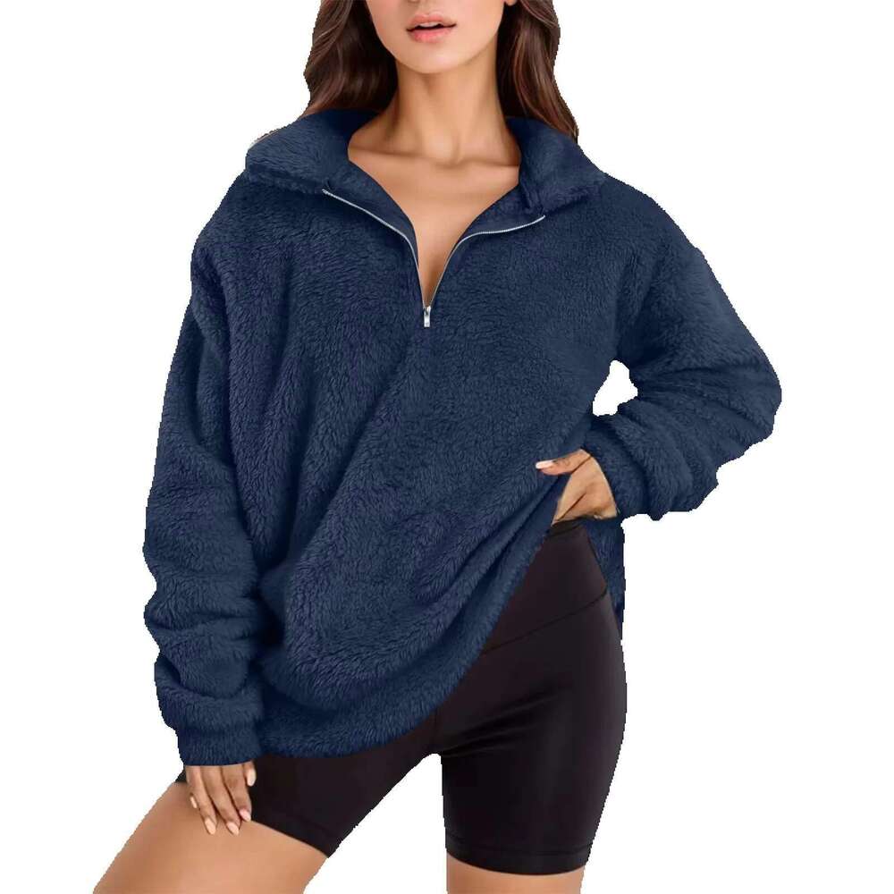 Popular Fall/Winter Loose Half Zip Women's Hoodie