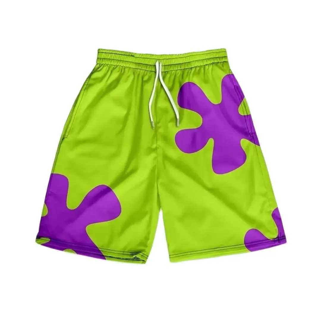 Fashionable New Youth Popular Sweatpants Simple Mens Five-Quarters Thin Loose Seaside Vacation Summer CasualT250304