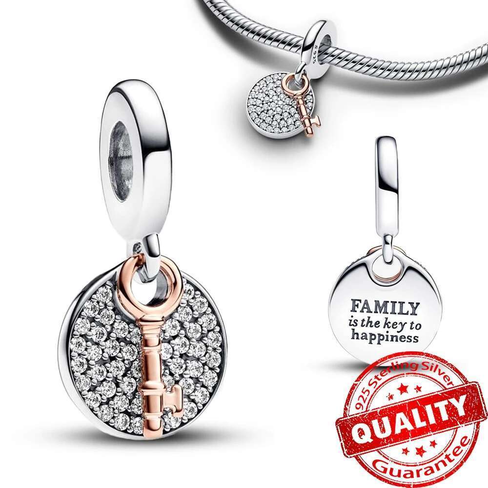 925 Sparking Rose Gold Pave Triple-row Beads Pink Gem Entwined Hearts Charm Fits sterling silver Bracelet For 925 Sterling Silver Necklace DIY For Wom