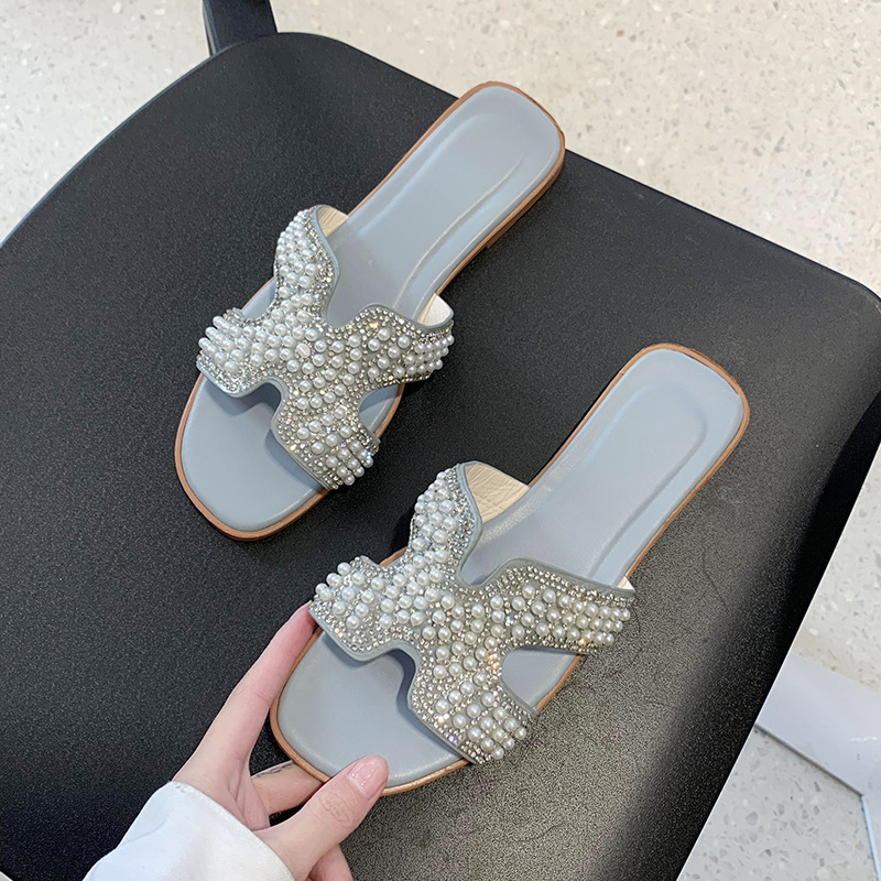 2025 hot new free shipping designer slippers for womens flat slippers yellow pink blue black white green Summer fashion outdoor fashion pearl flat sli