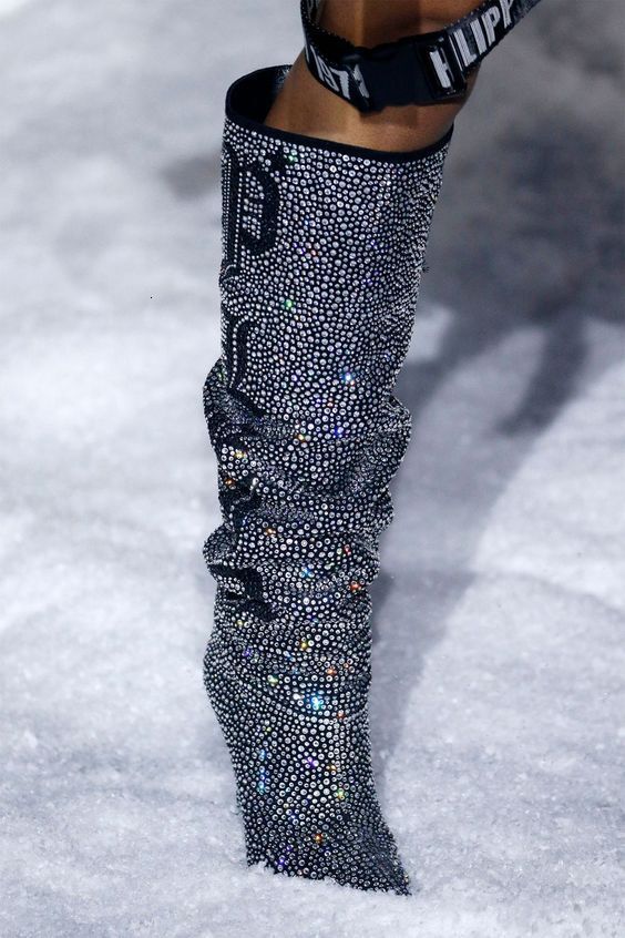 Instagram Fashion Show Plated Heels Hot Diamond Bgbg Women's Shoes Long Boots