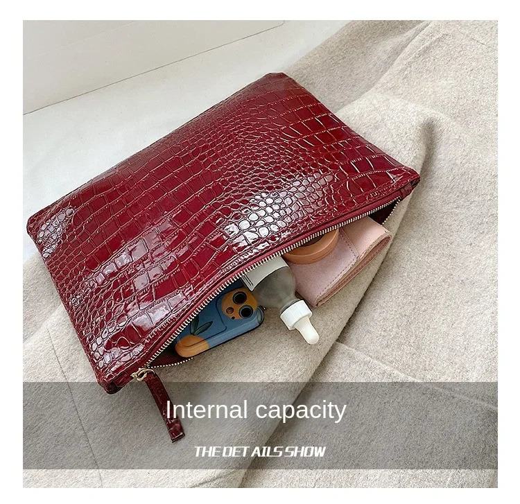 Womens pattern clutch bag womens pocket casual solid color zipper square envelope shoulder handbag 250303