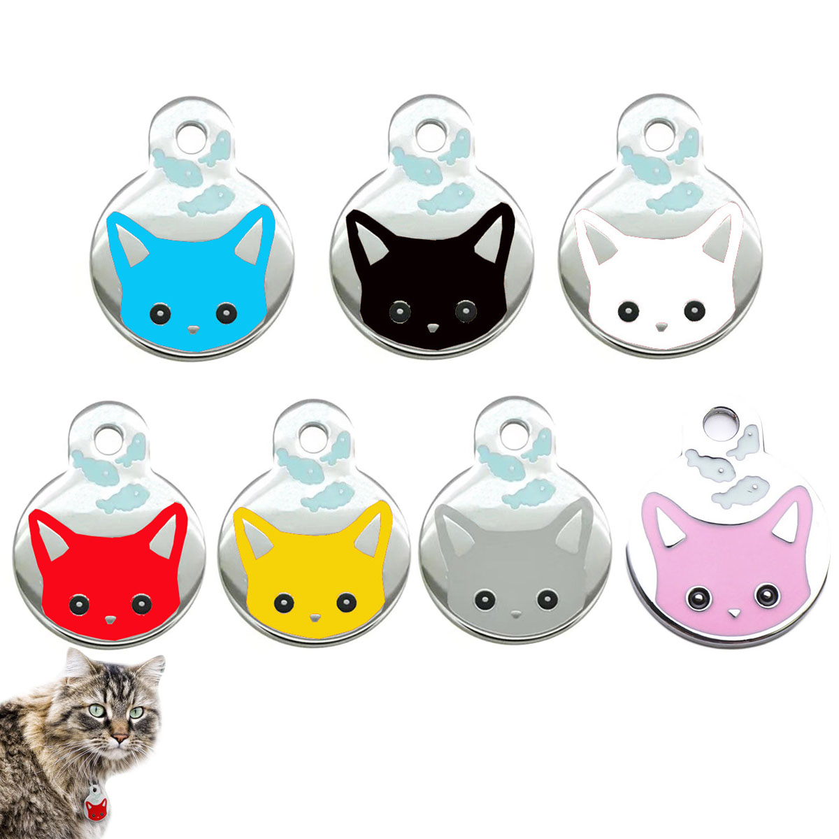 Custom Cat Dog Tag Personalized for Dog Collars Engraved ID Tags Address Tags for Dog Name Tag Engraving Customized Anti-Lost