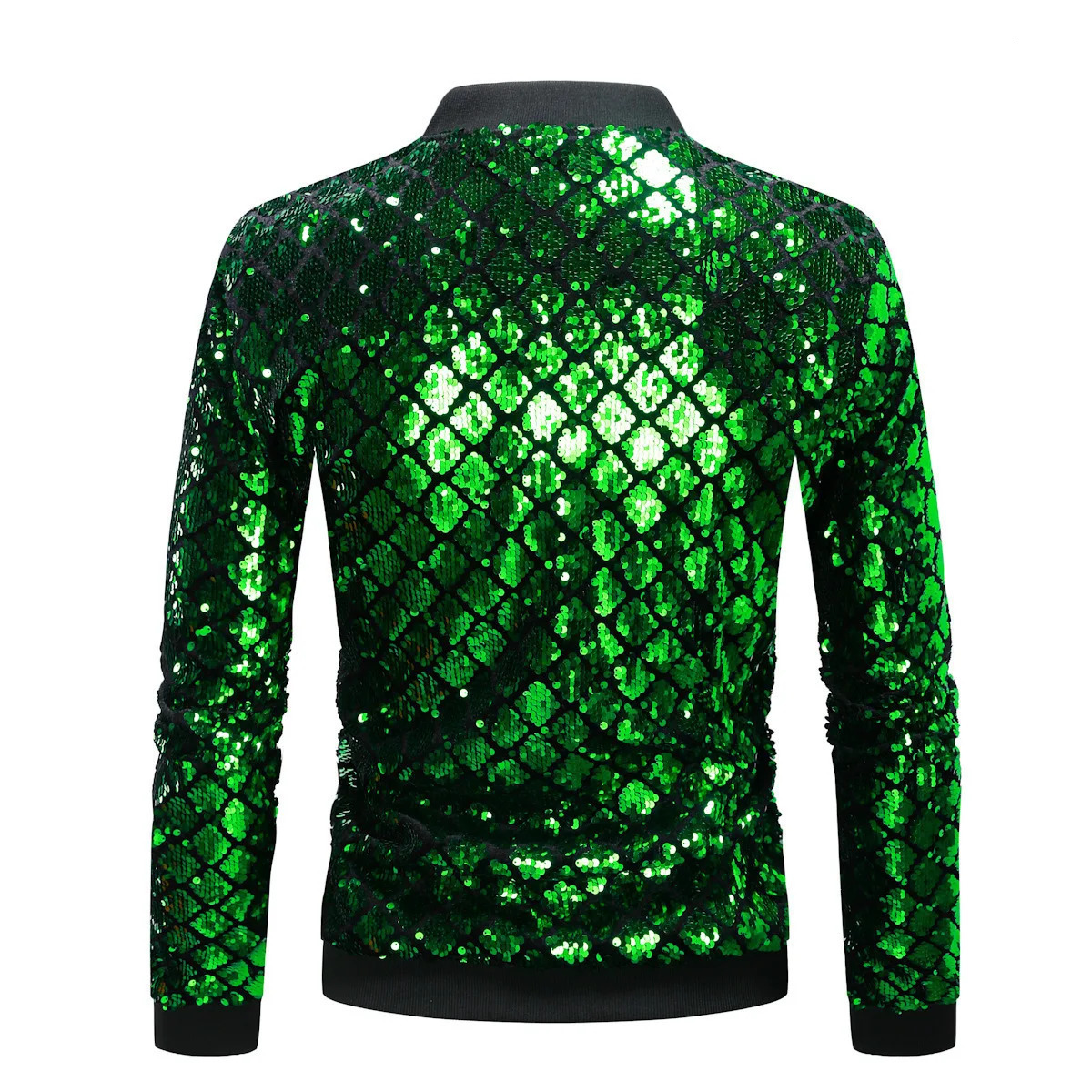 Wxw4122 Spring and Autumn Plain Embroidered Jacket Mens Shiny Black Blue Green Street Clothing Hip Hop Outcoat 250304