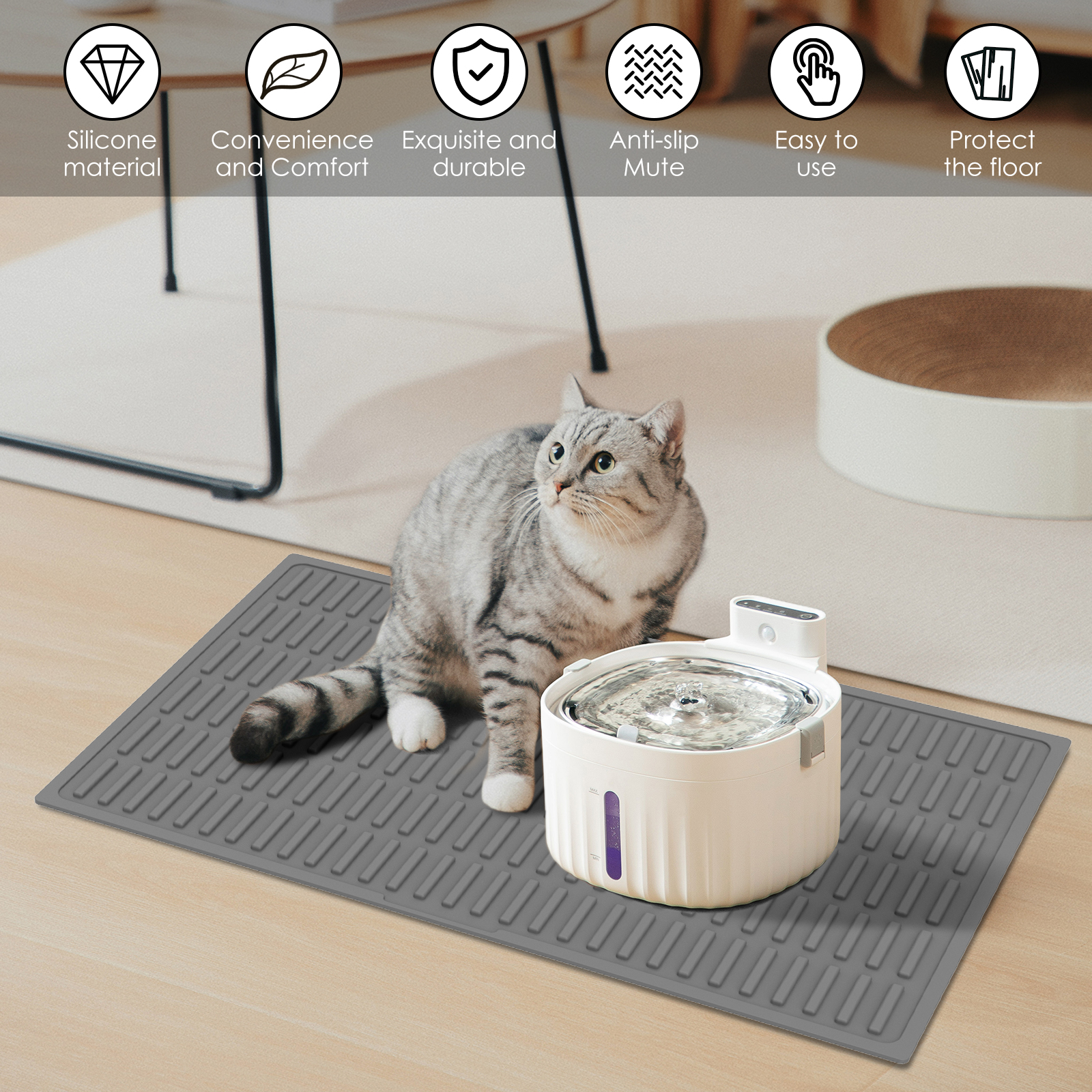 Cat Litter Mat Pet Waterproof Silicone Nonslip Toilet Litter Washable Wear-resistant Mat Cat Litter Catcher Pad