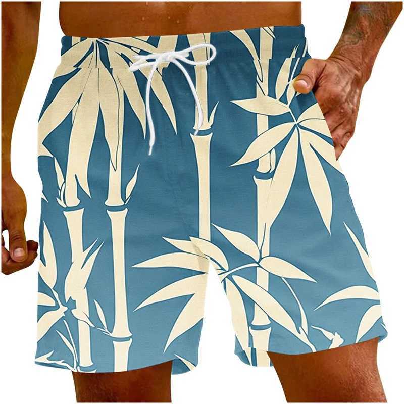 Tropical Palm Leaf Graphic Beach Shorts For Men Plant 3D Printed Board Shorts Casual Hawaiian Short Pants Oversized Swim TrunksT250304