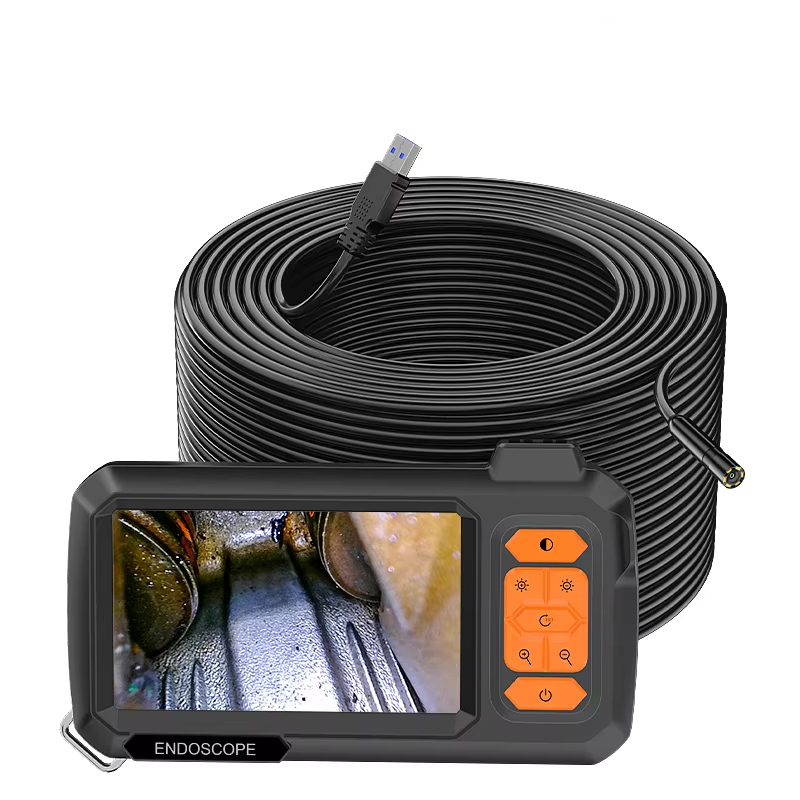 4 3Inch IPS Screen Industrial Endoscope Camera Split Design 1 15m Rigid Cable Waterproof Inspection Car Pipe Camera Borescope 8mm