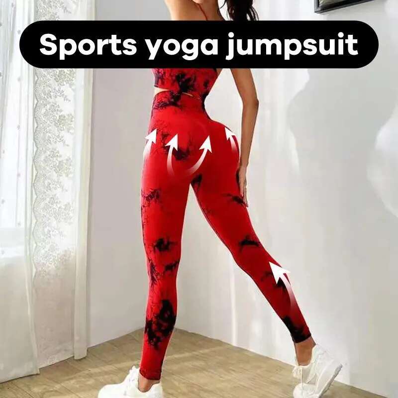 Tie Dye Women's Tracksuit Fiess Yoga Sets Sportswear Workout Bra+High Waist Leggings Gym Clothing Seamless Sports Suits