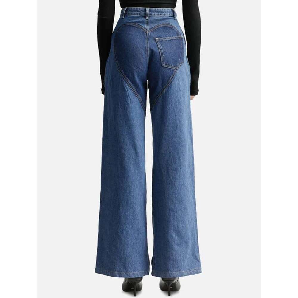 Fashion Women's Jeans High Waist Cross Contrast Color Hollow Out Metal Button Straight Denim Pants Summer 2025 New