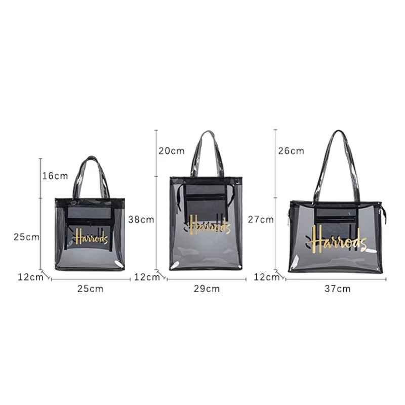 MABULA PVC Waterproof Eco Friendly Shopper Bags Women Large Capacity Shopping Semi-Transparent Summer Beach Shoulder Bag 250305