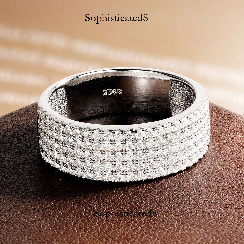 Serenity D Color VVS1 1.1mm 5 Row Real Moissanite For Women S Sier Bands Plated Lab Dia Wedding Rings Jewelry