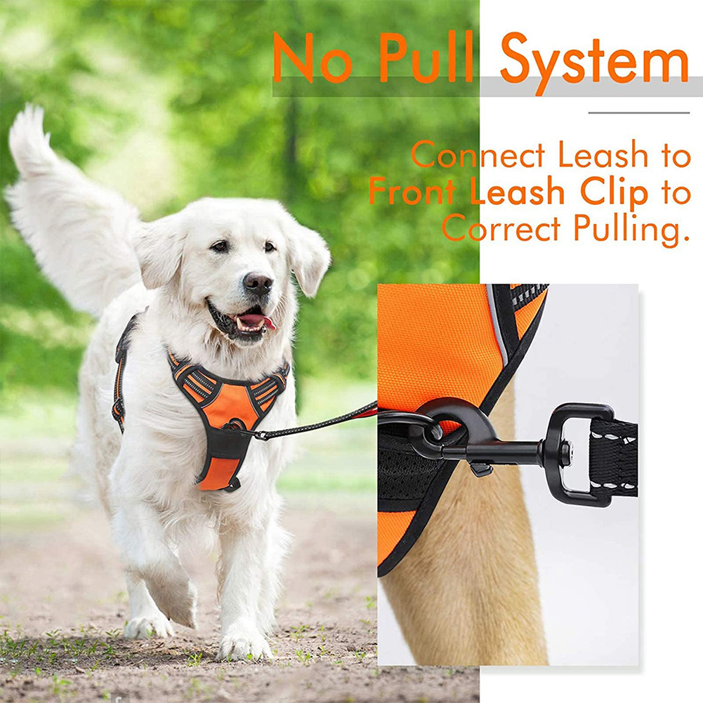 Pet Harness for Large Dogs No Pull Service No Choke Collar Reflective Vest Easy Control Handle Comfortable for Outdoor Walking