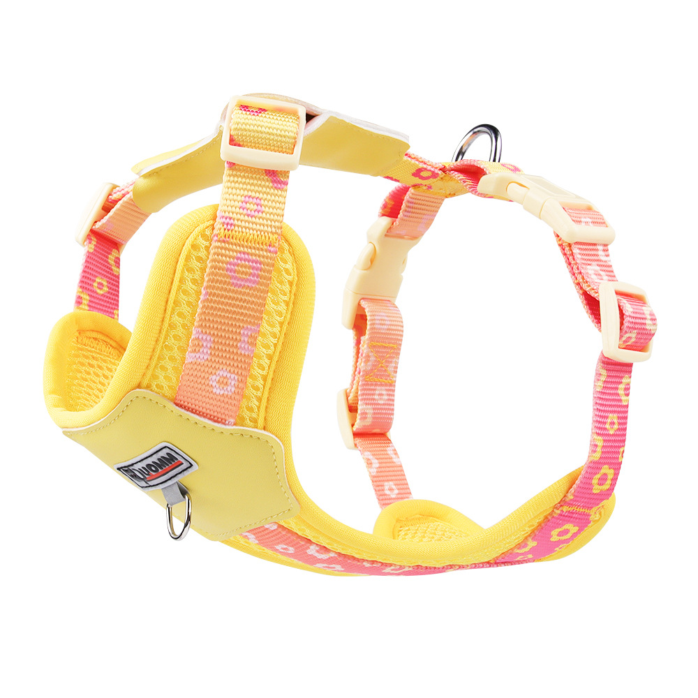 Dopamine dog chest back small and medium outdoor dog chest strap gradual change printed pet leash comfortable breathable summer