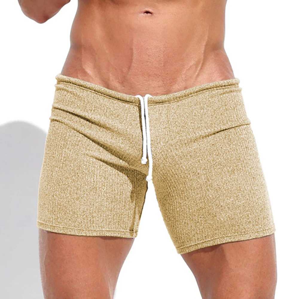 Mens Shorts Summer Causal Breathable Drawstring Short Pants Solid Color Swimwear Running Sports Surffing Seaside Resort ShortsT250304