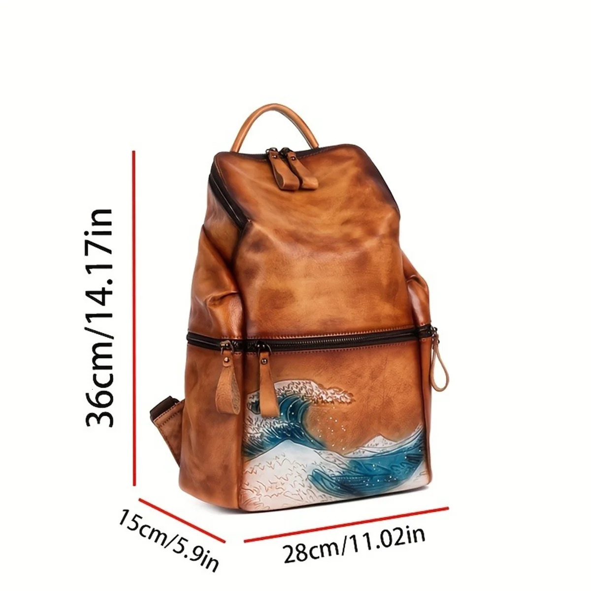Ship from US Luxurious Large Capacity Vintage Leather Backpack for Women HighQuality Handmade Travel Bag with Durable Stitching 250304FBB