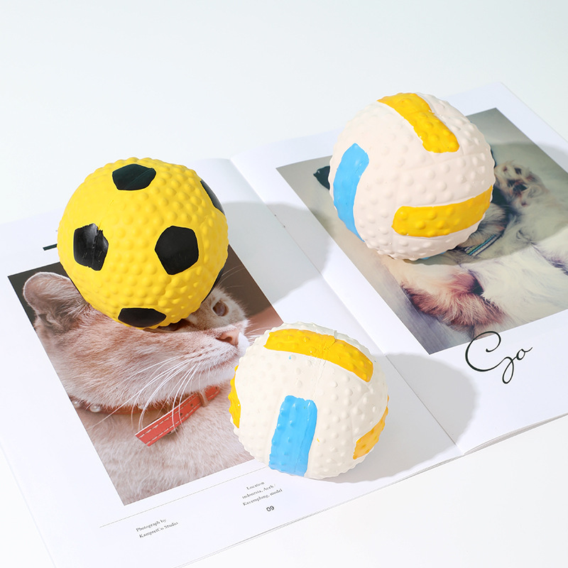 Dog Chew High Elasticity Cotton Filling Quality Latex Ball Football Volleyball Rugby Sound Pet Toy