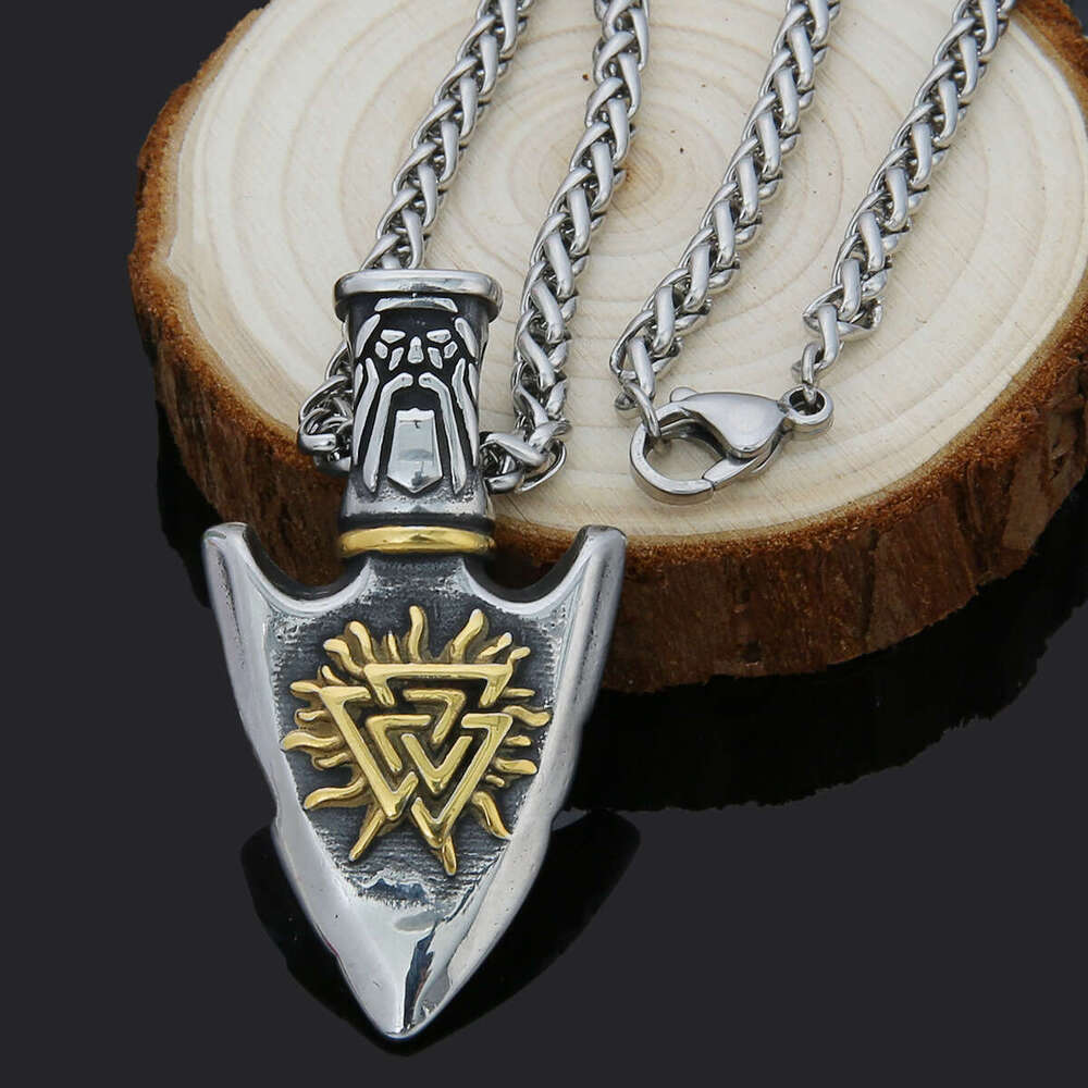 Jewelry Hip Hop Necklace Stainless Shield Pendant New Titanium Steel Orchid Chain Men's Viking